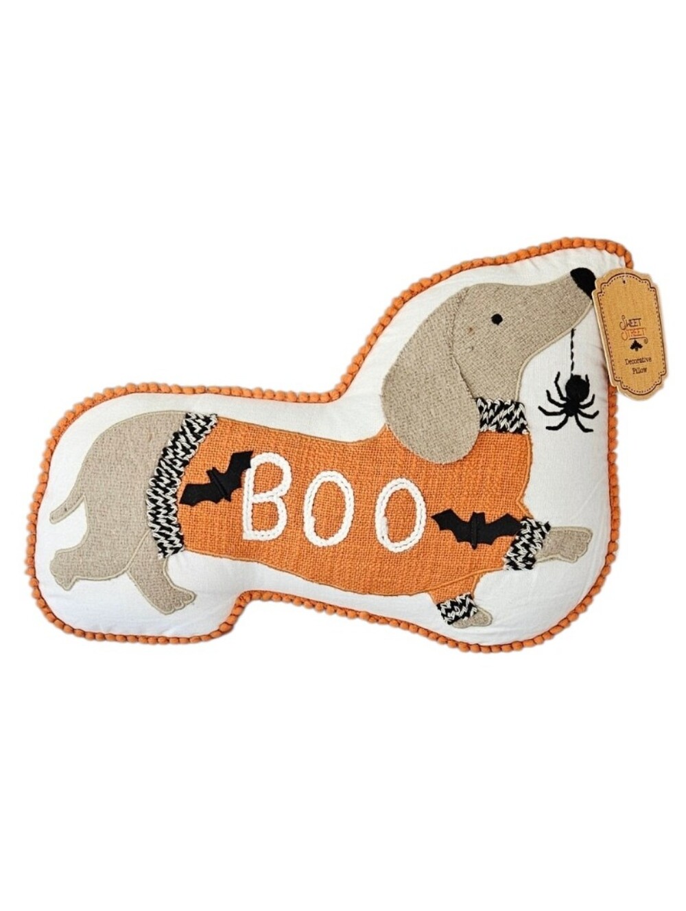 Viral Halloween Dachshund "BOO" Throw Pillow – NWT 🎃🖤🐾 - Picture 2 of 16